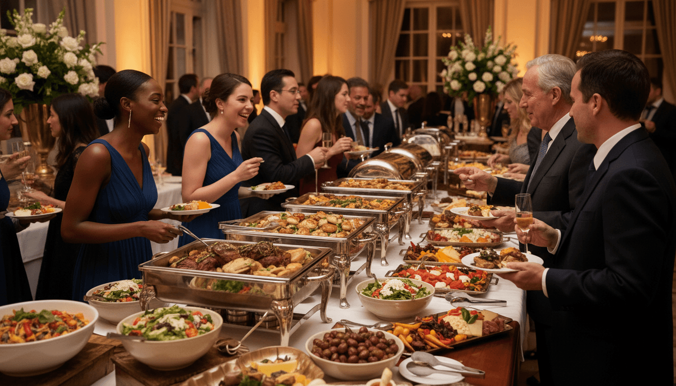 Full buffet setup at an event